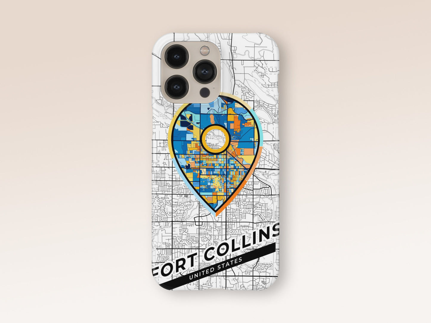 Fort Collins Colorado slim phone case with colorful icon. Birthday, wedding or housewarming gift. Couple match cases. 1