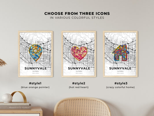 Sunnyvale California maps with colorful icons