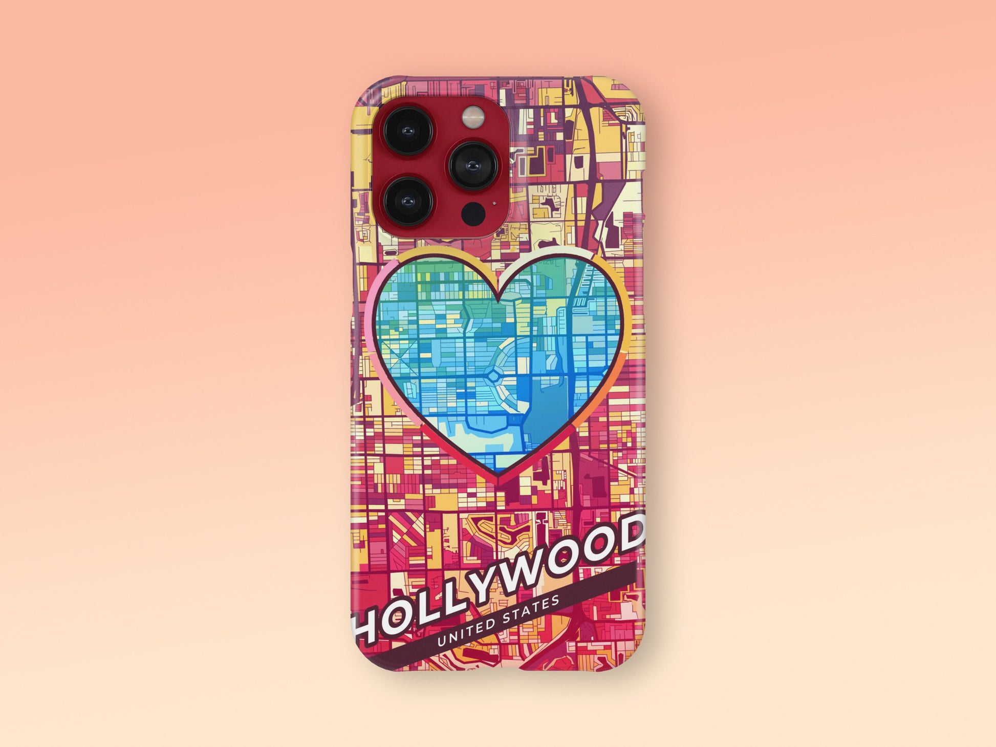 Hollywood Florida slim phone case with colorful icon. Birthday, wedding or housewarming gift. Couple match cases. 2