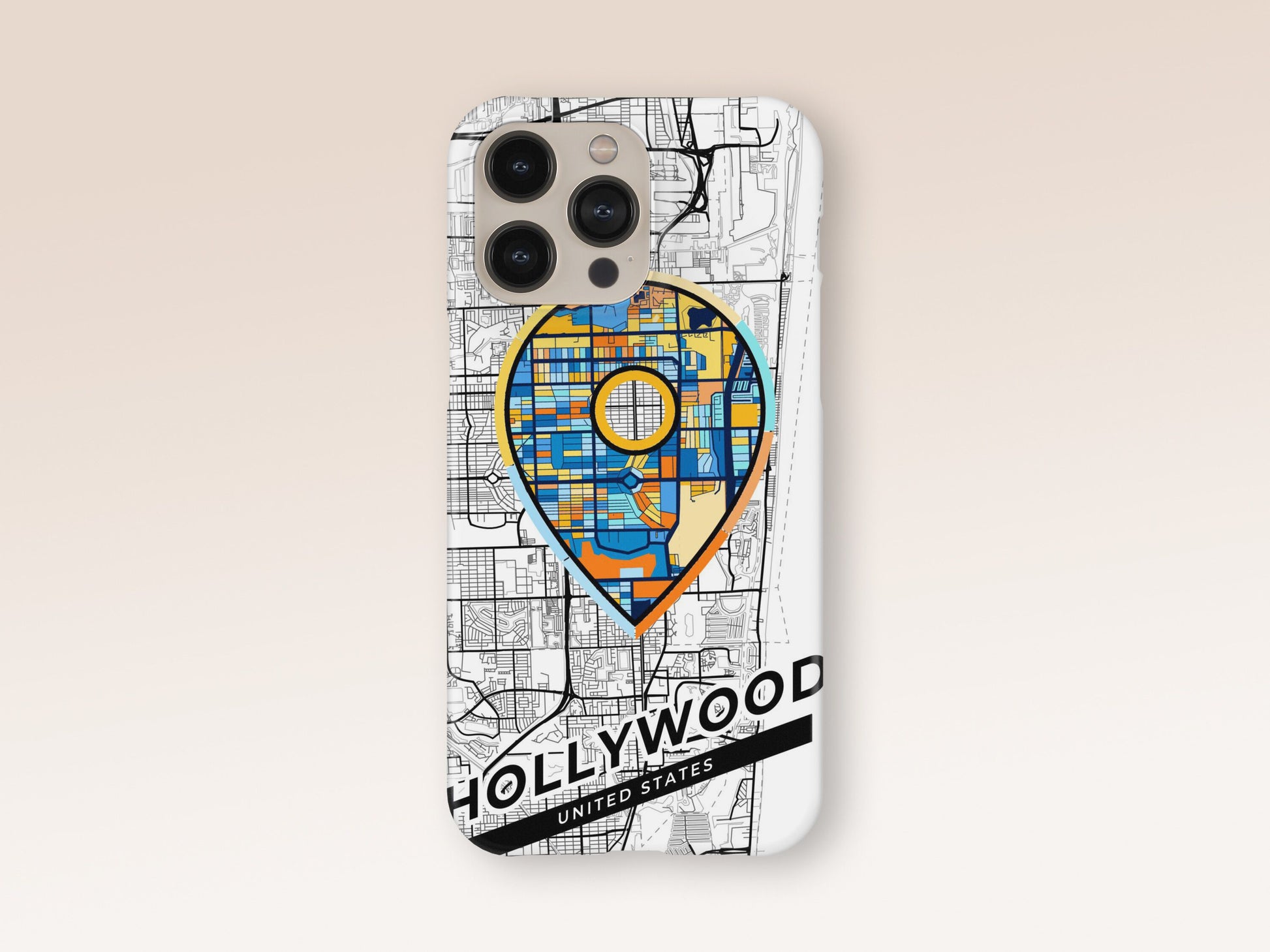 Hollywood Florida slim phone case with colorful icon. Birthday, wedding or housewarming gift. Couple match cases. 1