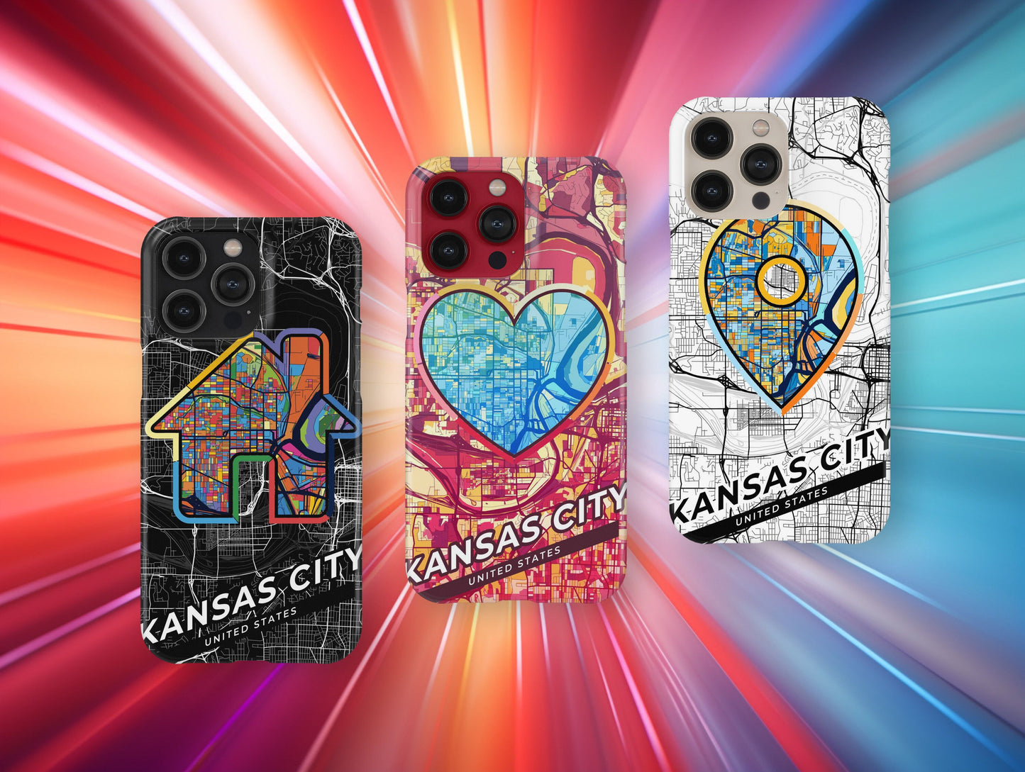 Kansas City Kansas slim phone case with colorful icon. Birthday, wedding or housewarming gift. Couple match cases.