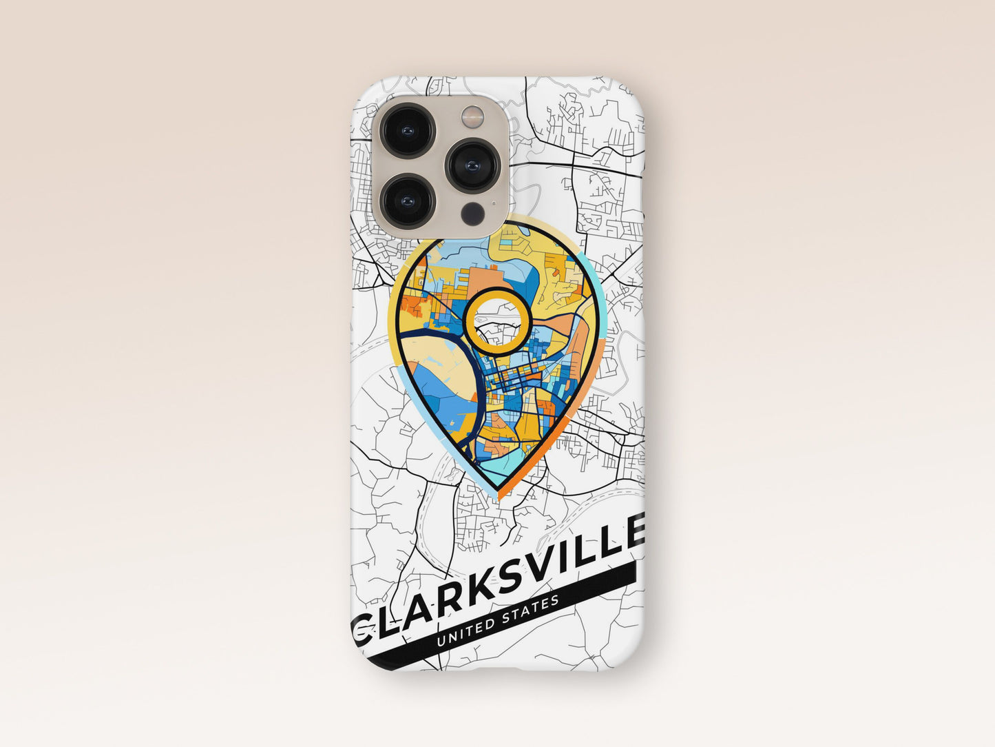 Clarksville Tennessee slim phone case with colorful icon. Birthday, wedding or housewarming gift. Couple match cases. 1
