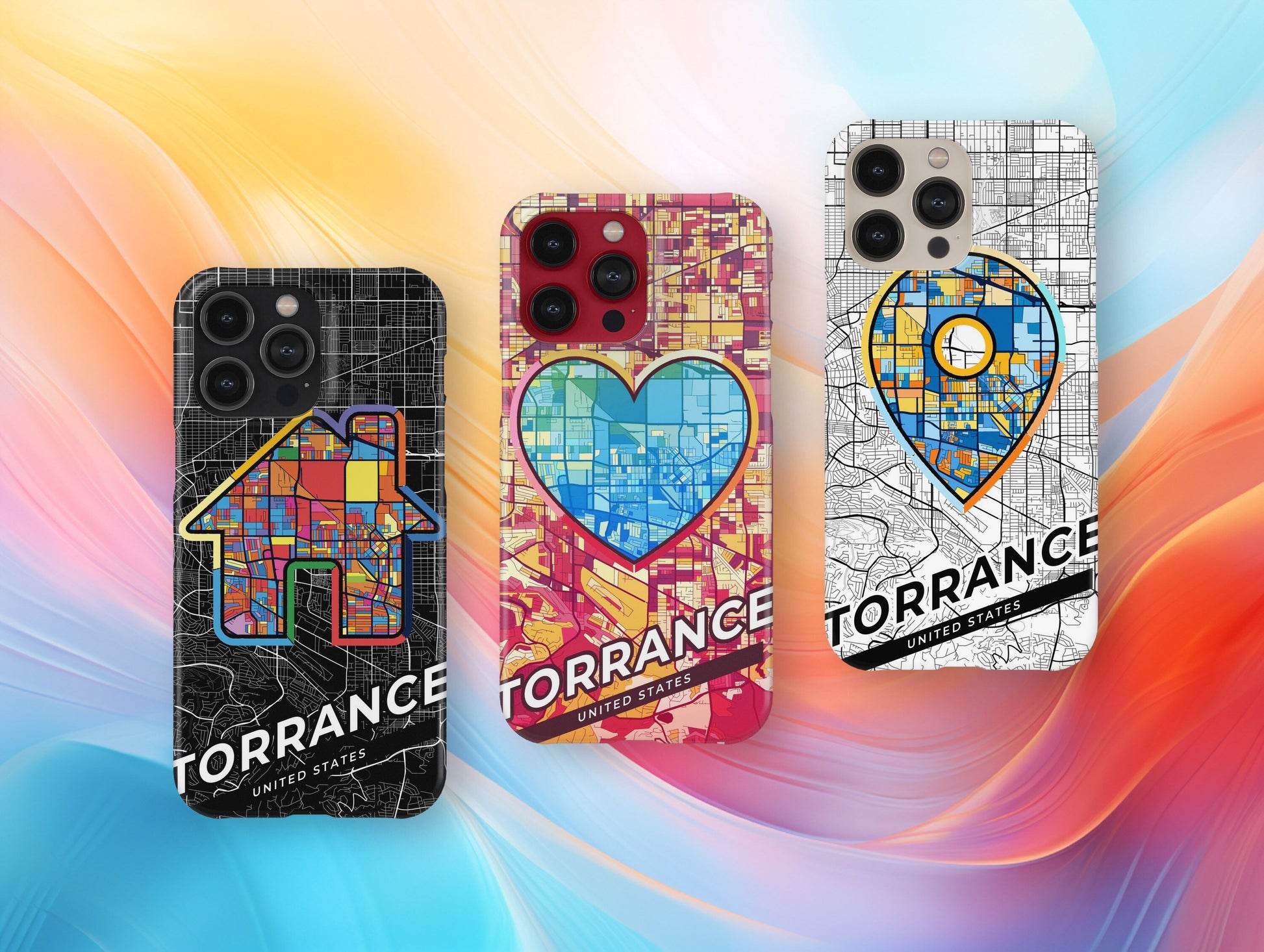 Torrance California slim phone case with colorful icon