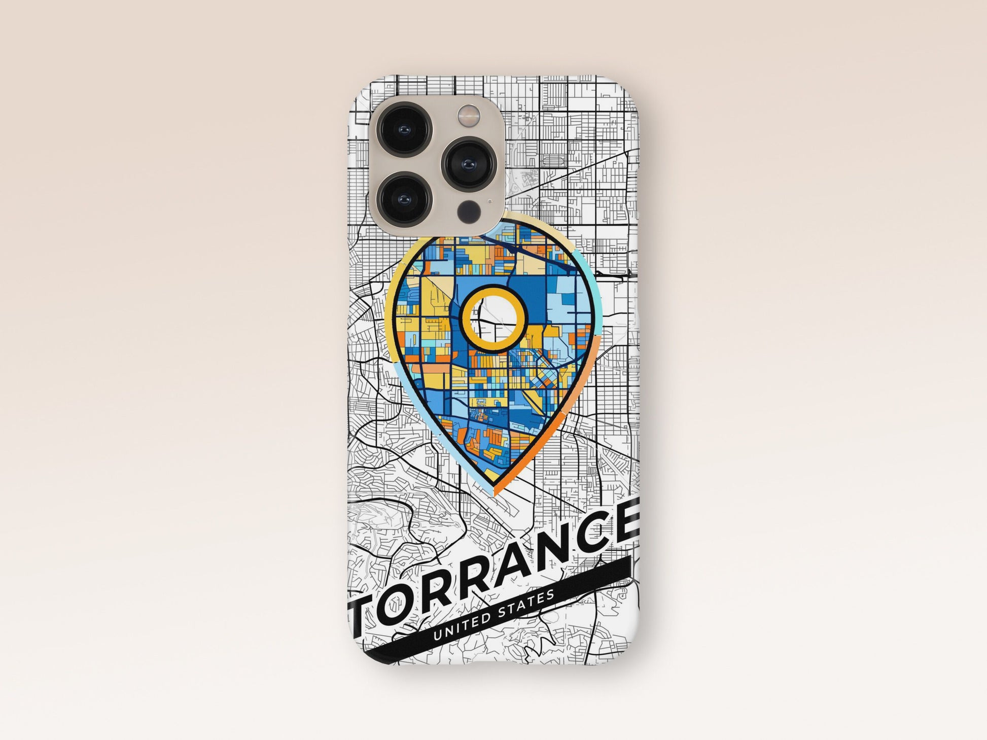 Torrance California slim phone case with colorful icon 1