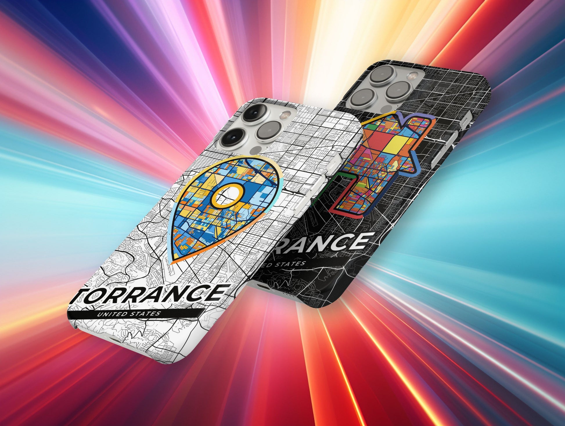 Torrance California slim phone case with colorful icon