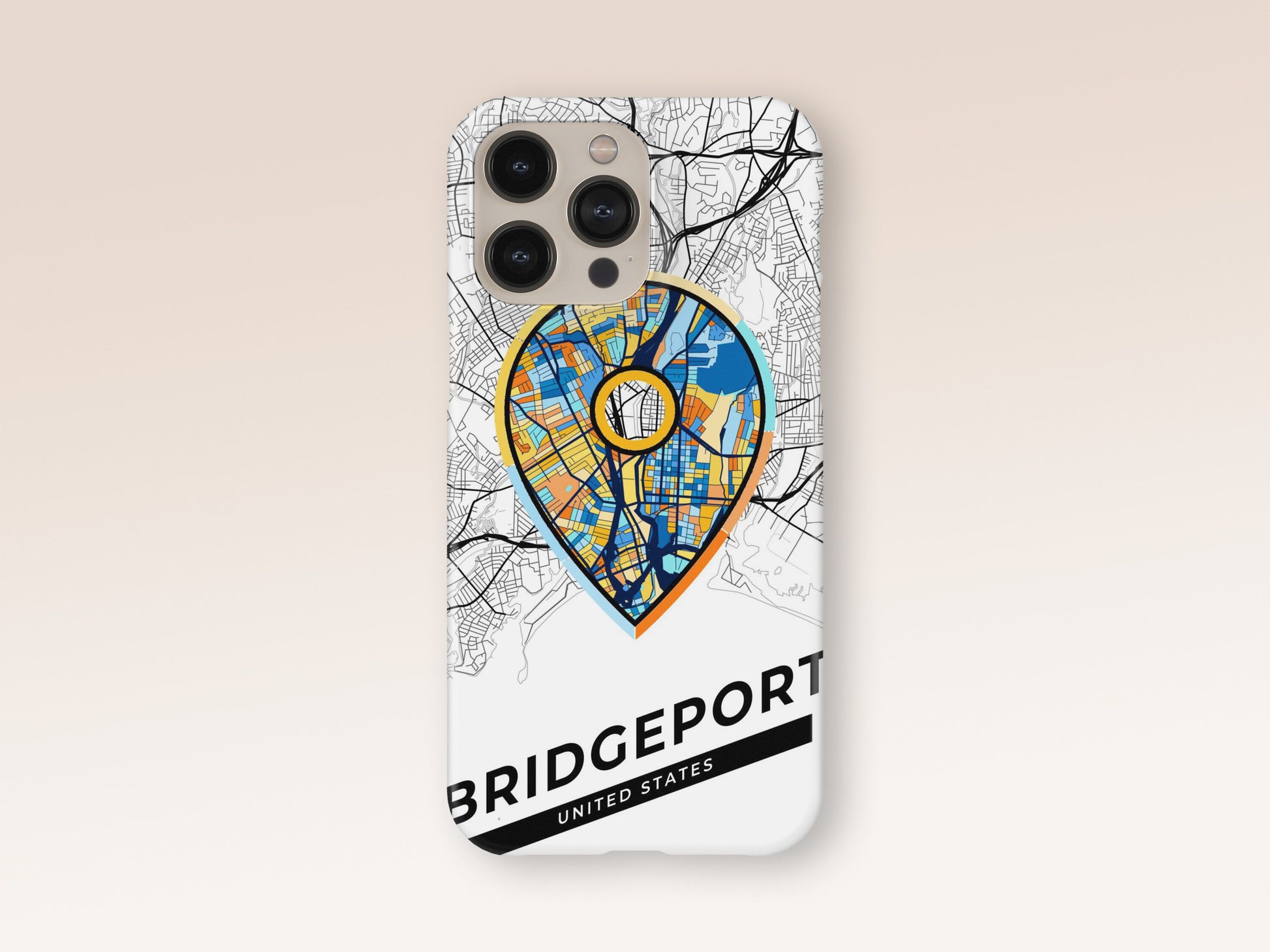 Bridgeport Connecticut slim phone case with colorful icon. Birthday, wedding or housewarming gift. Couple match cases. 1