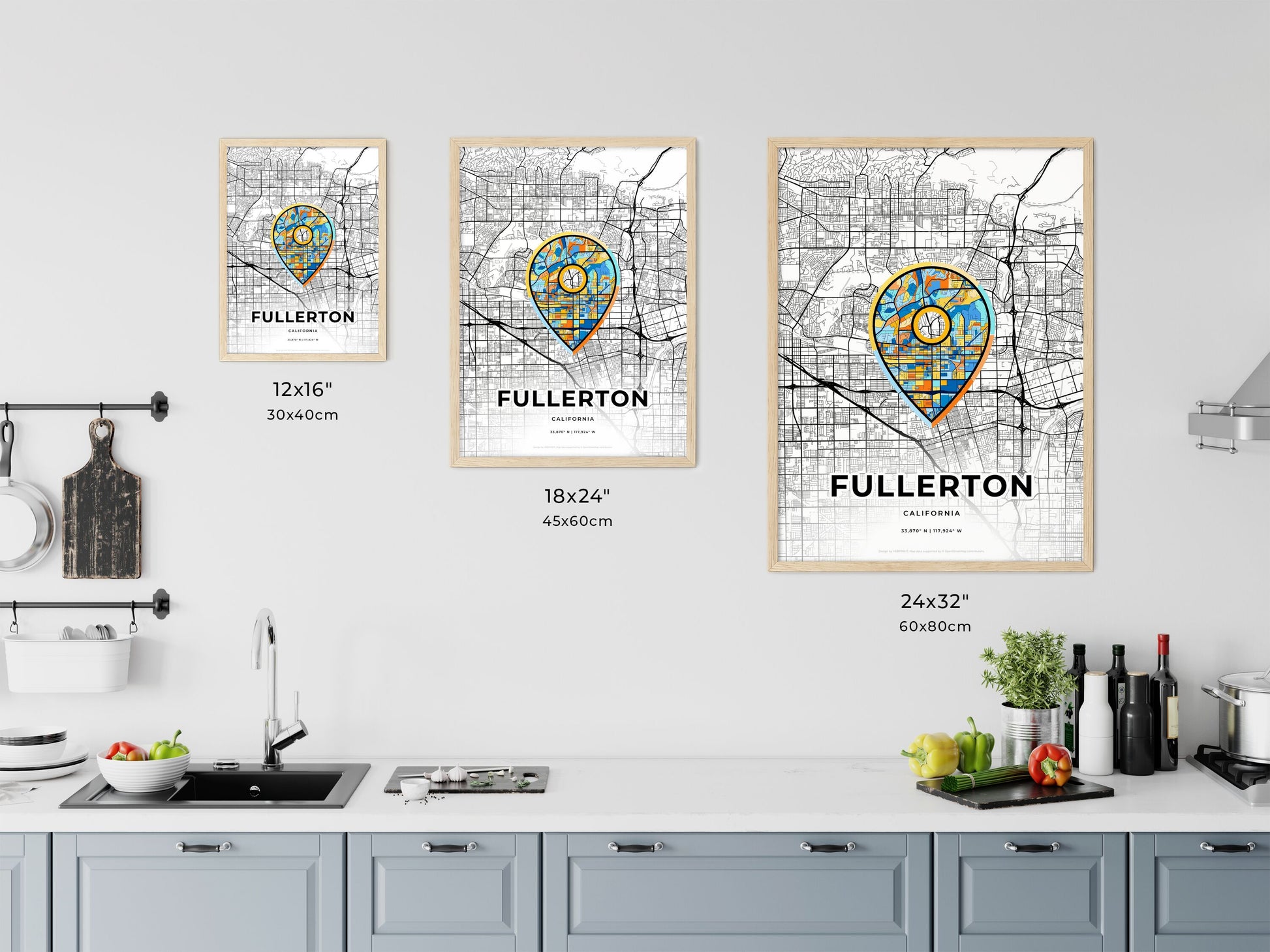Fullerton California art map size chart