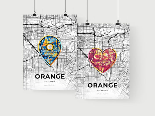 Orange California art print for couples