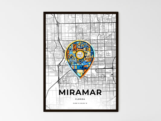 Miramar Florida wedding art map with pointer icon