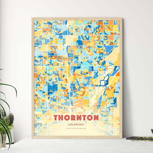 Colorful Thornton Colorado Fine Art Map Blue Orange