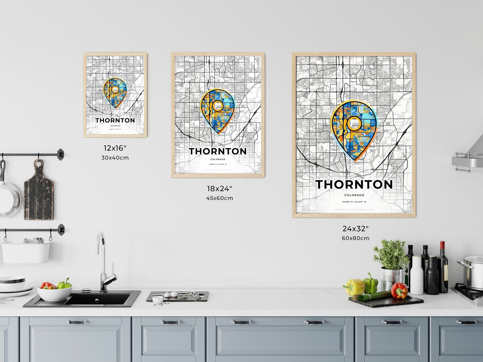 Thornton Colorado art map size chart