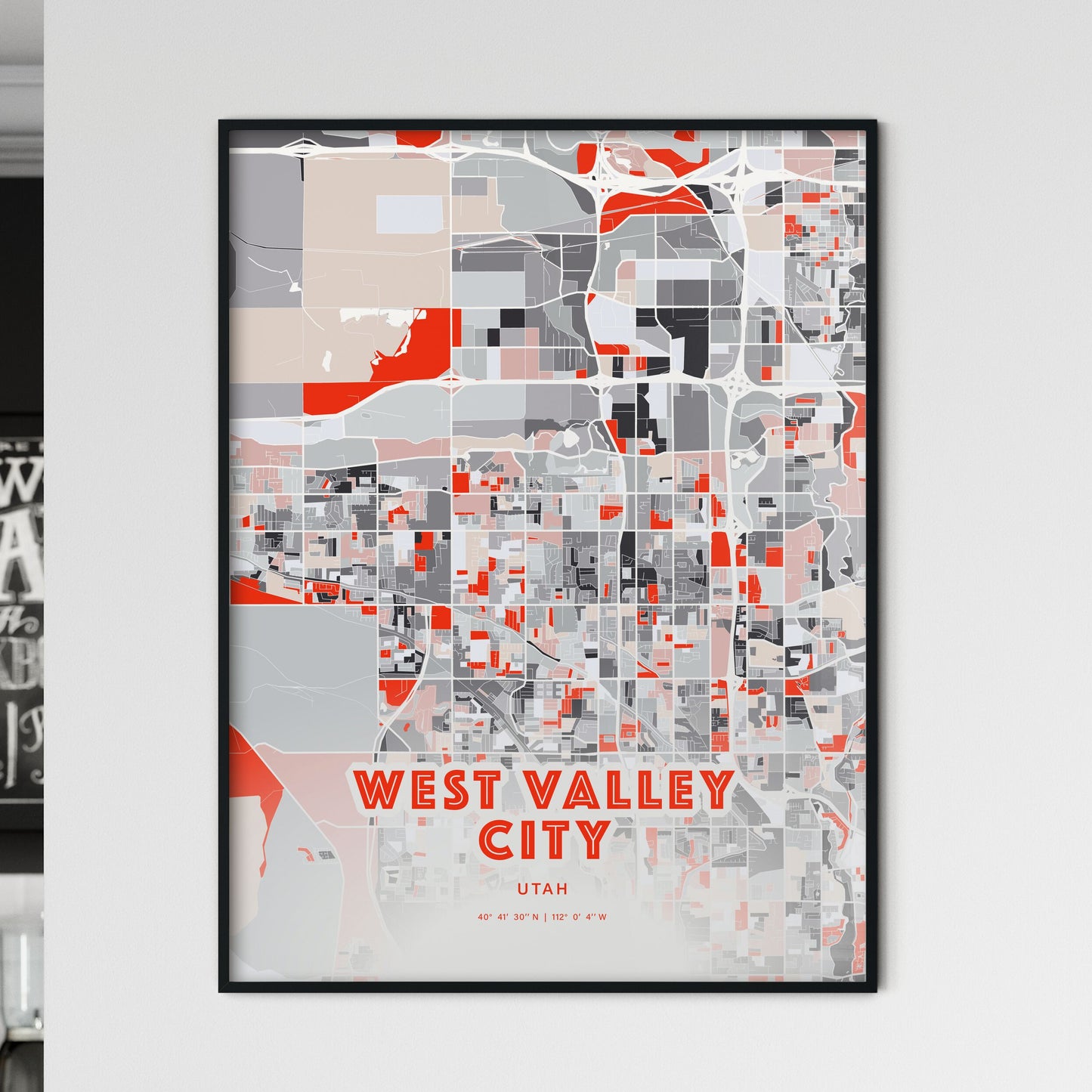 Colorful WEST VALLEY CITY UTAH Fine Art Map Modern