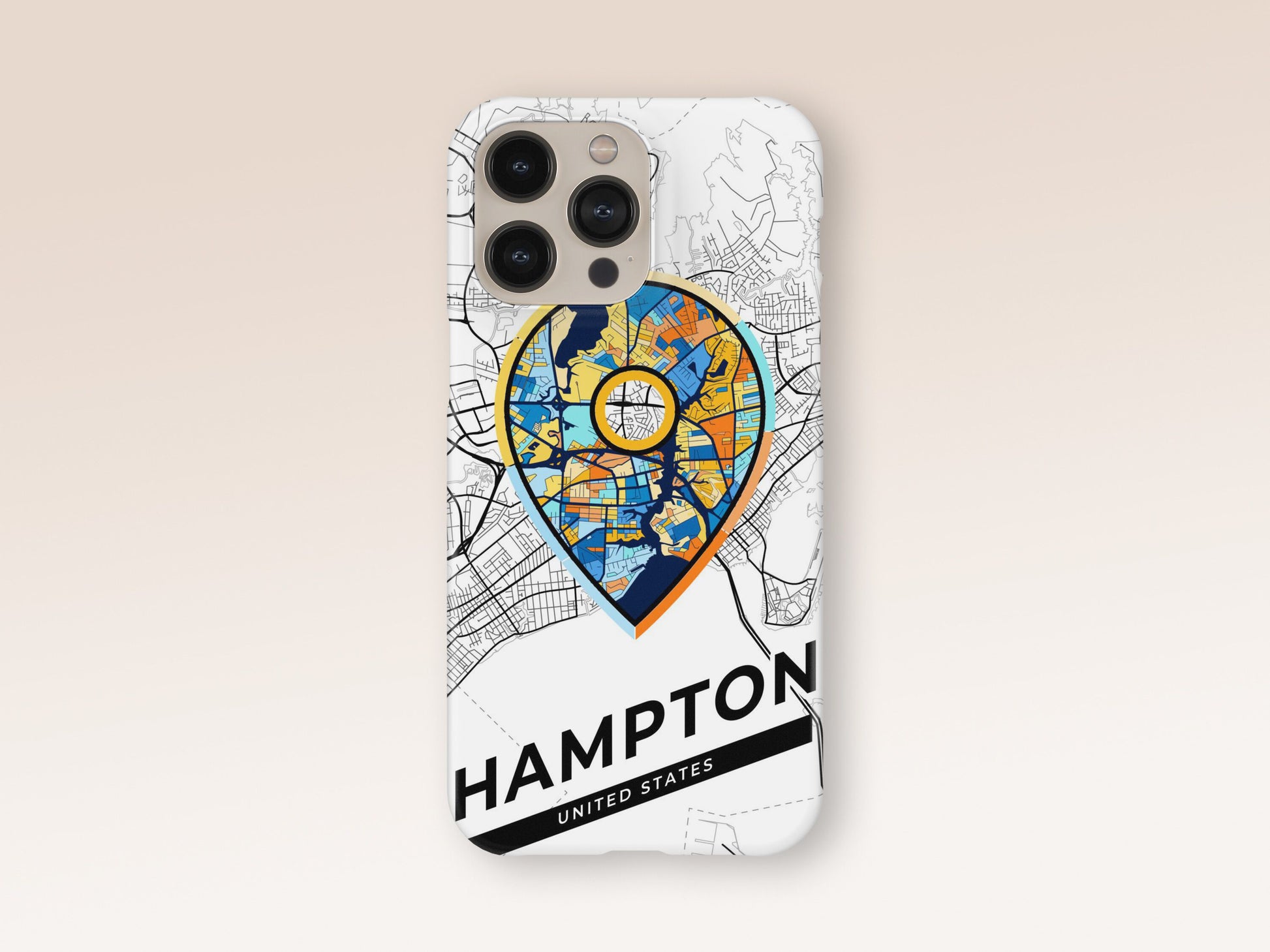 Hampton Virginia slim phone case with colorful icon. Birthday, wedding or housewarming gift. Couple match cases. 1