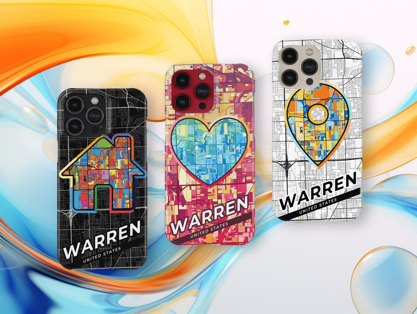 Warren Michigan slim phone case with colorful icon