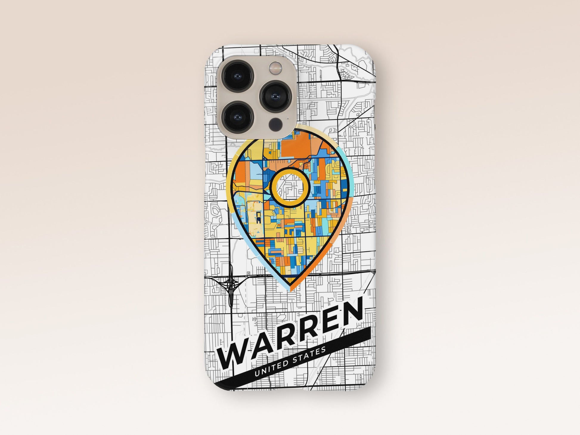 Warren Michigan slim phone case with colorful icon 1