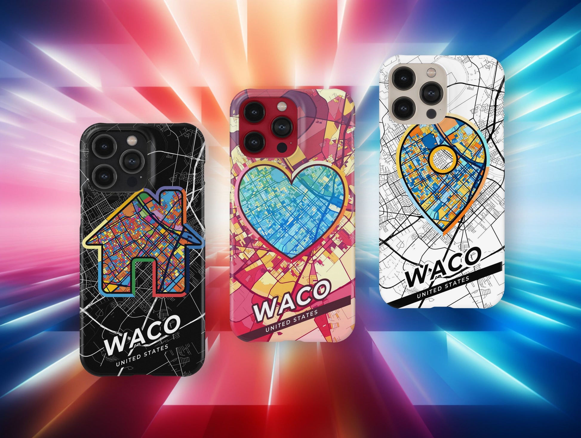 Waco Texas slim phone case with colorful icon