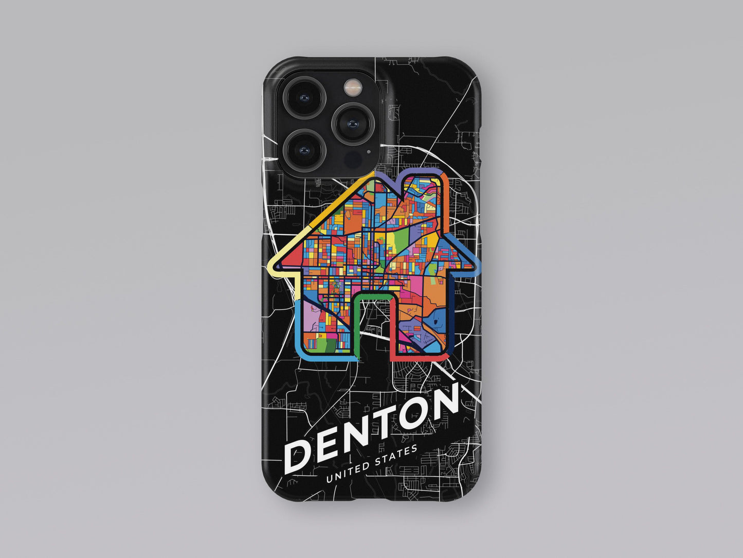 Denton Texas slim phone case with colorful icon. Birthday, wedding or housewarming gift. Couple match cases. 3