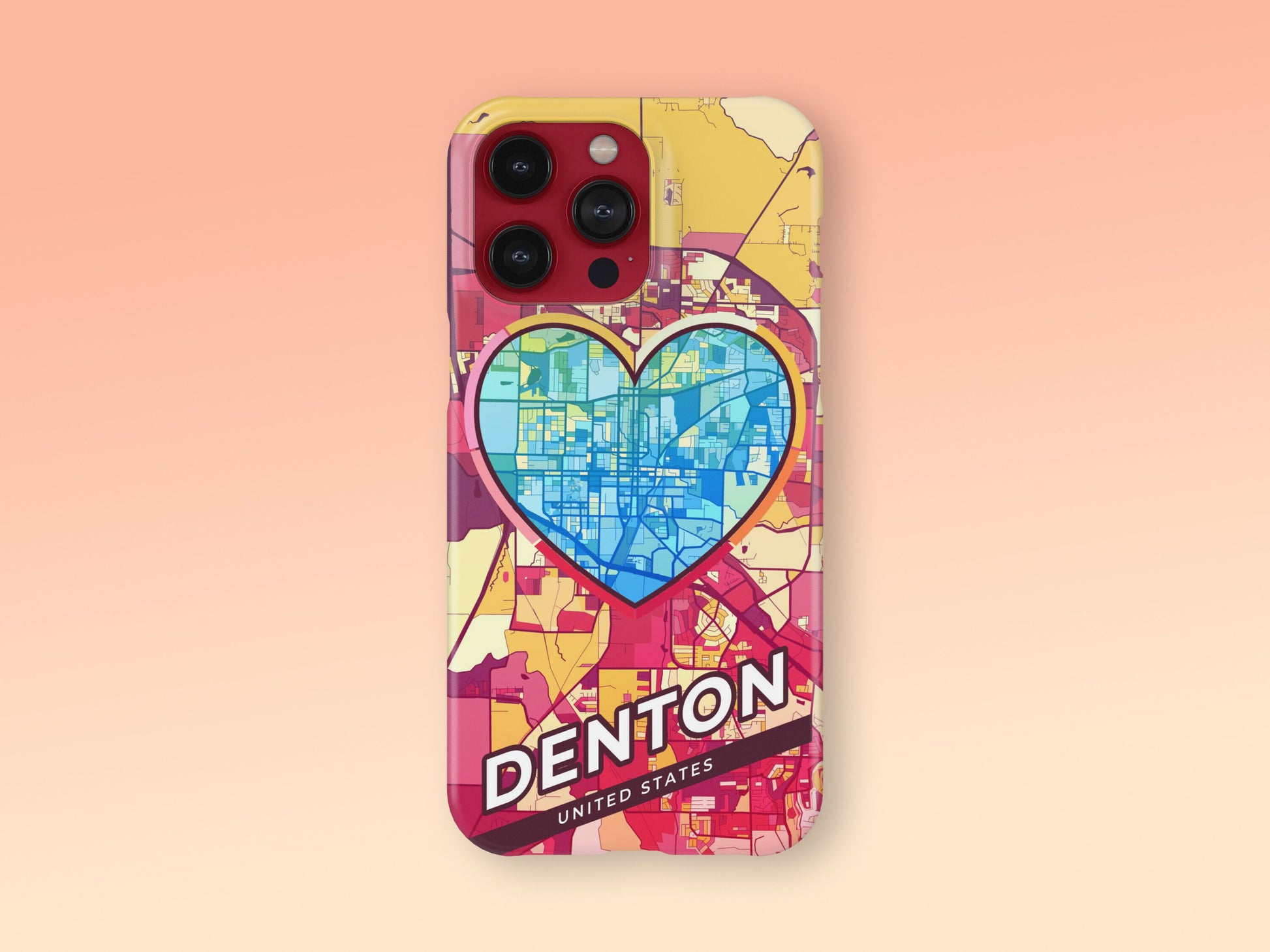 Denton Texas slim phone case with colorful icon. Birthday, wedding or housewarming gift. Couple match cases. 2