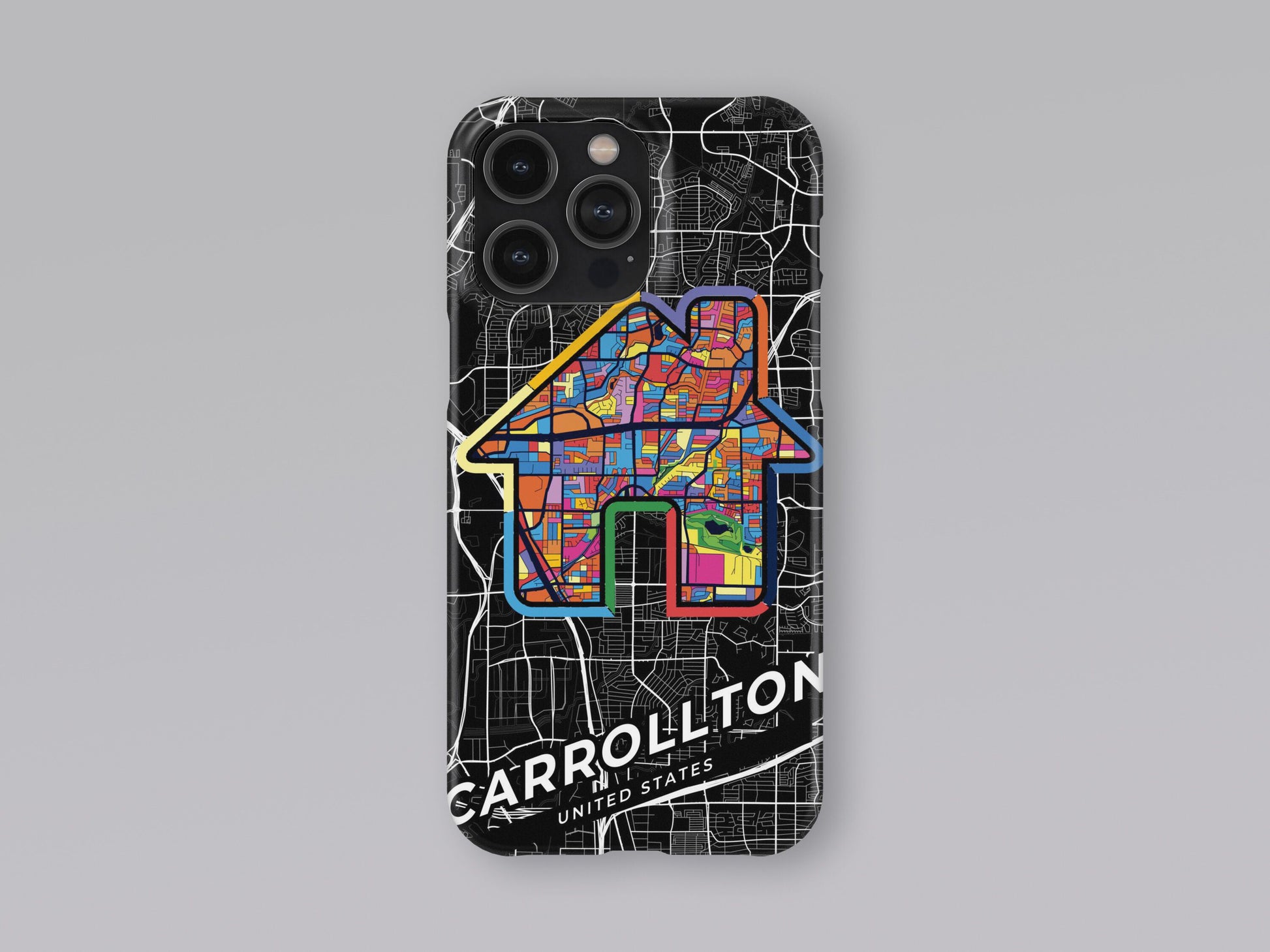 Carrollton Texas slim phone case with colorful icon. Birthday, wedding or housewarming gift. Couple match cases. 3