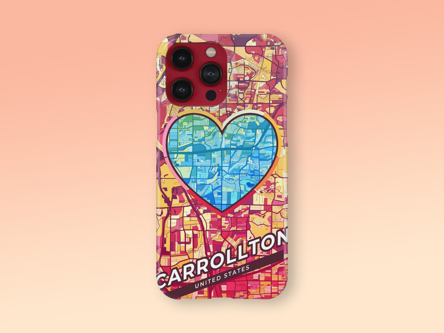 Carrollton Texas slim phone case with colorful icon. Birthday, wedding or housewarming gift. Couple match cases. 2