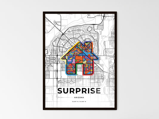 Surprise Arizona wedding art map with home icon