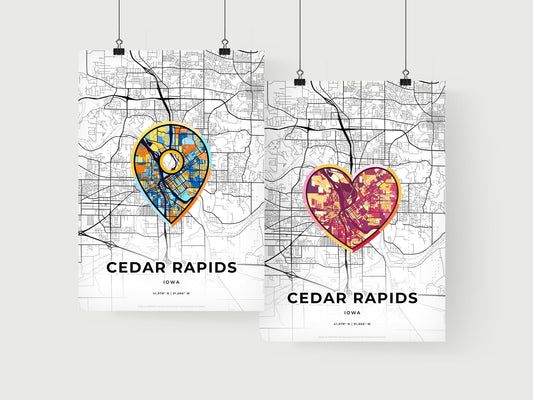 Cedar Rapids Iowa art print for couples