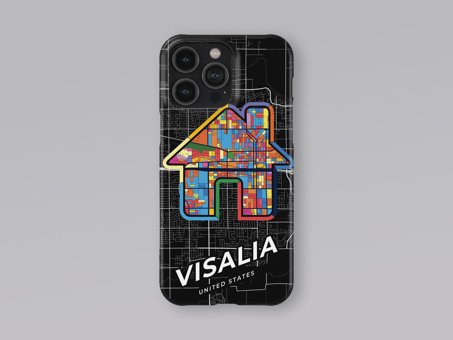 Visalia California slim phone case with colorful icon 3