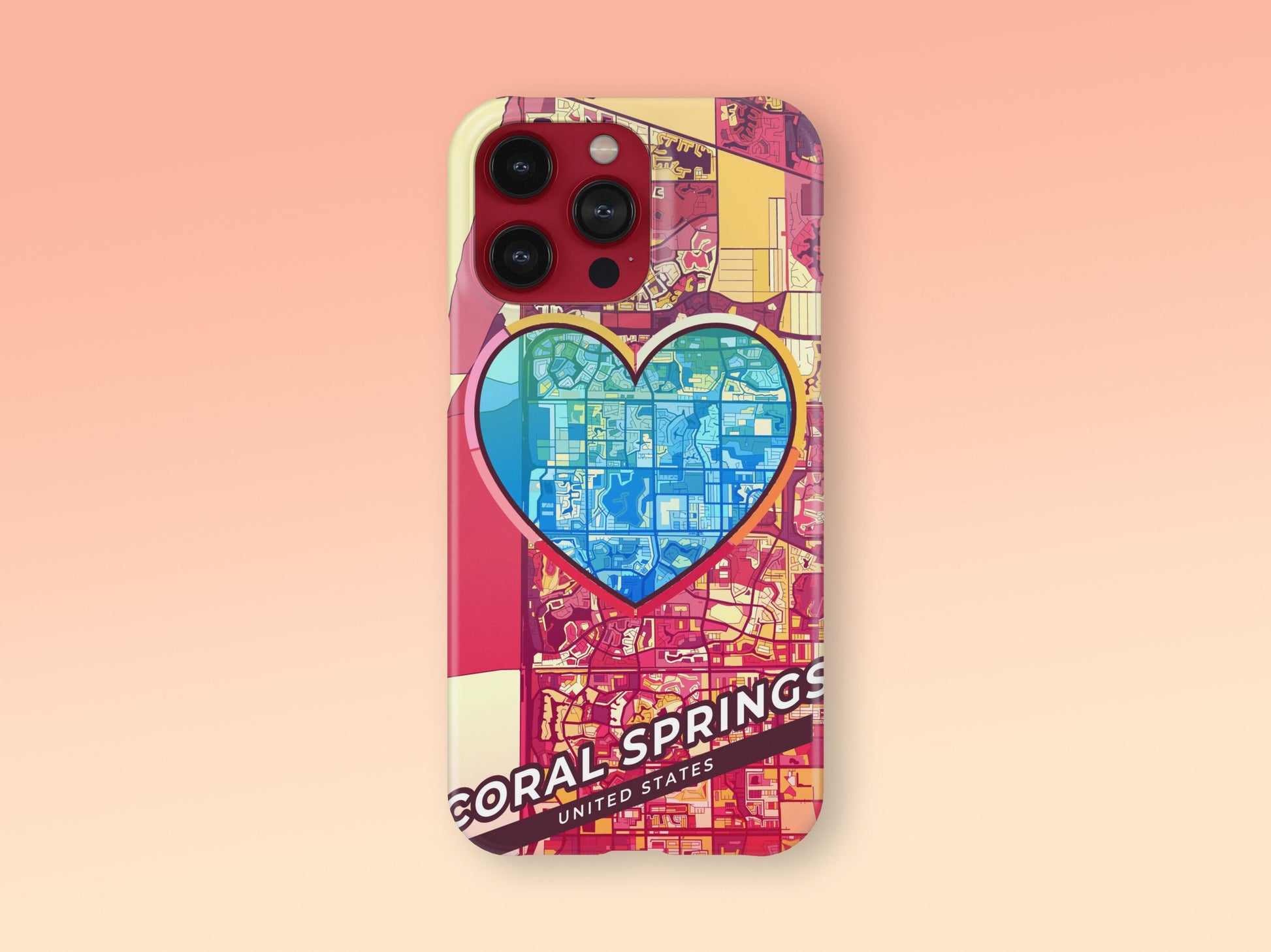 Coral Springs Florida slim phone case with colorful icon. Birthday, wedding or housewarming gift. Couple match cases. 2