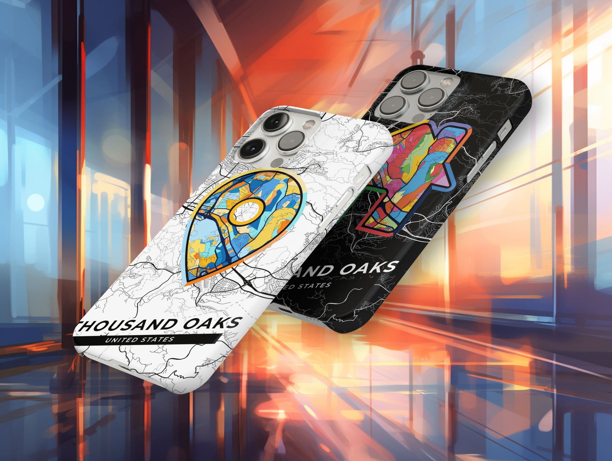 Thousand Oaks California slim phone case with colorful icon