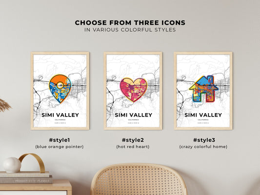 Simi Valley California maps with colorful icons