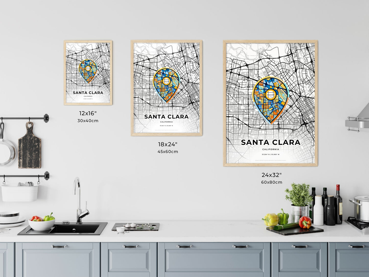 Santa Clara California art map size chart