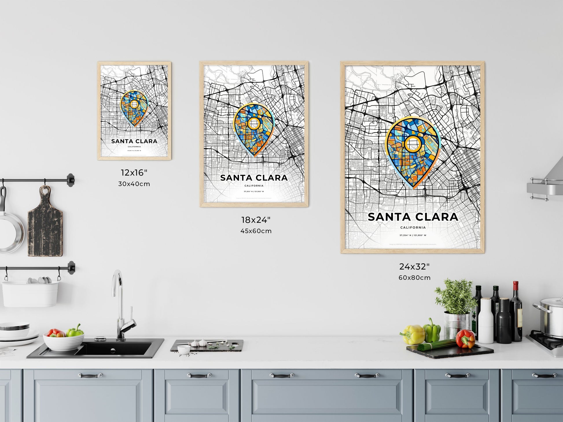 Santa Clara California art map size chart