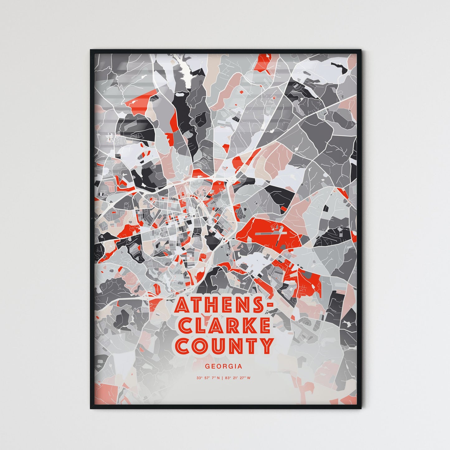 Colorful ATHENS-CLARKE COUNTY GEORGIA Fine Art Map Modern