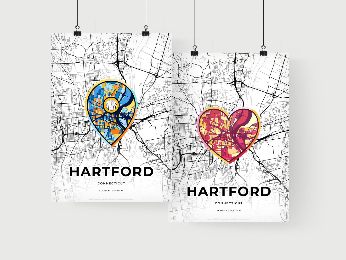Hartford Connecticut art print for couples