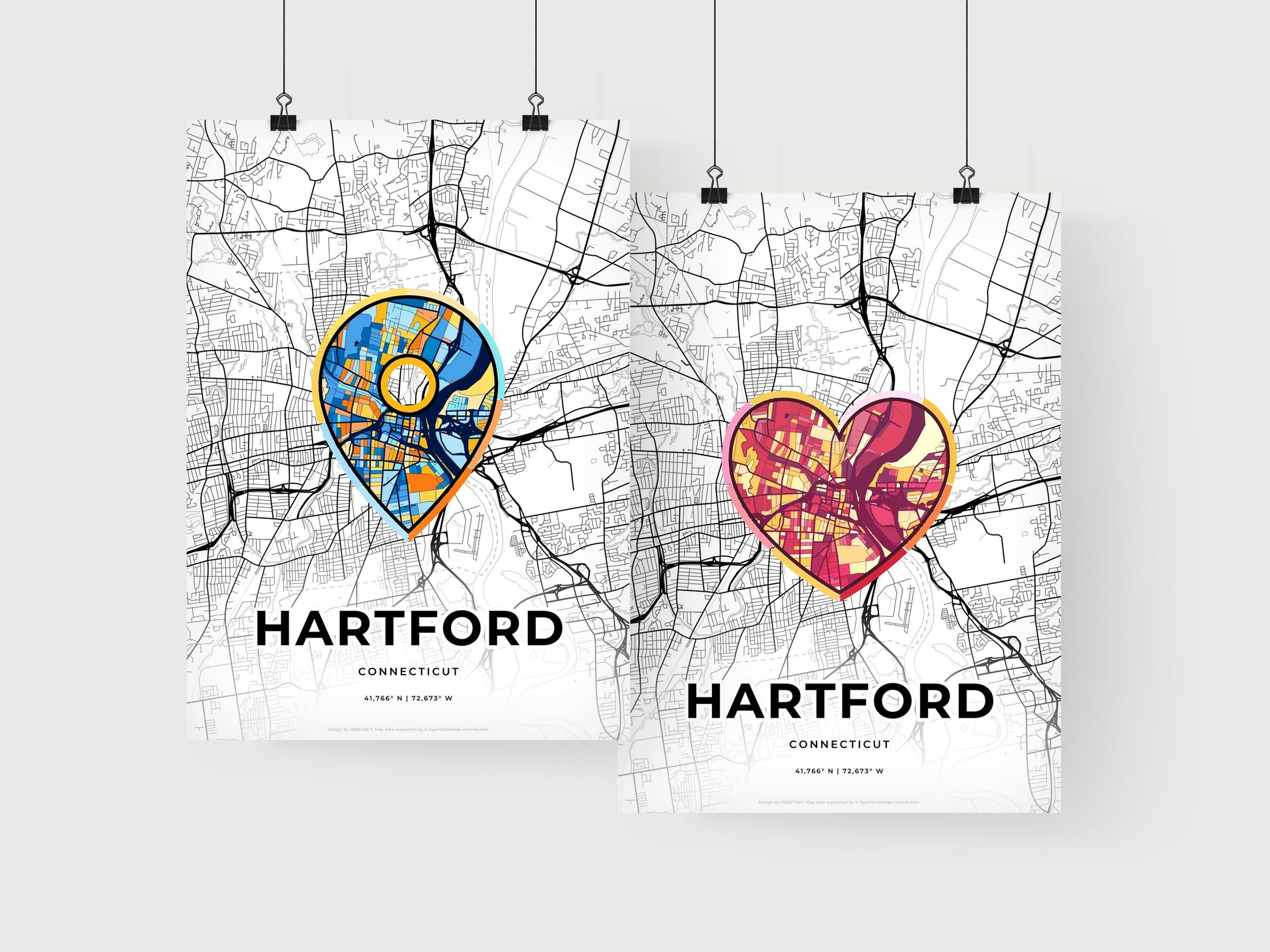 Hartford Connecticut art print for couples