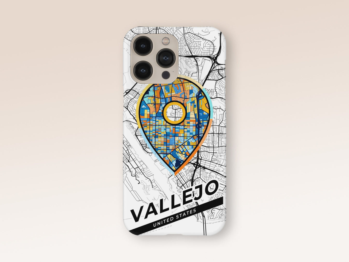 Vallejo California slim phone case with colorful icon 1
