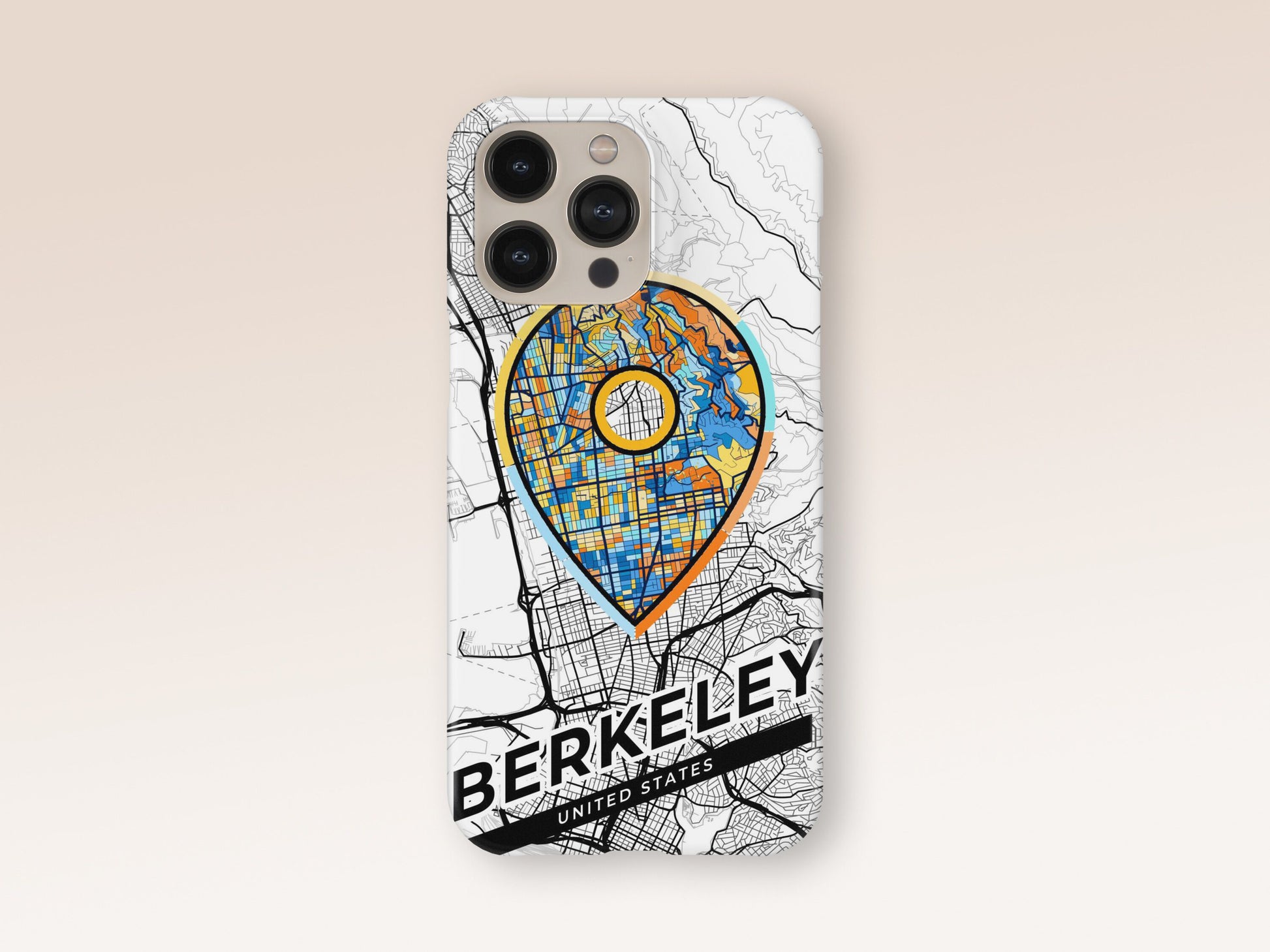 Berkeley California slim phone case with colorful icon. Birthday, wedding or housewarming gift. Couple match cases. 1
