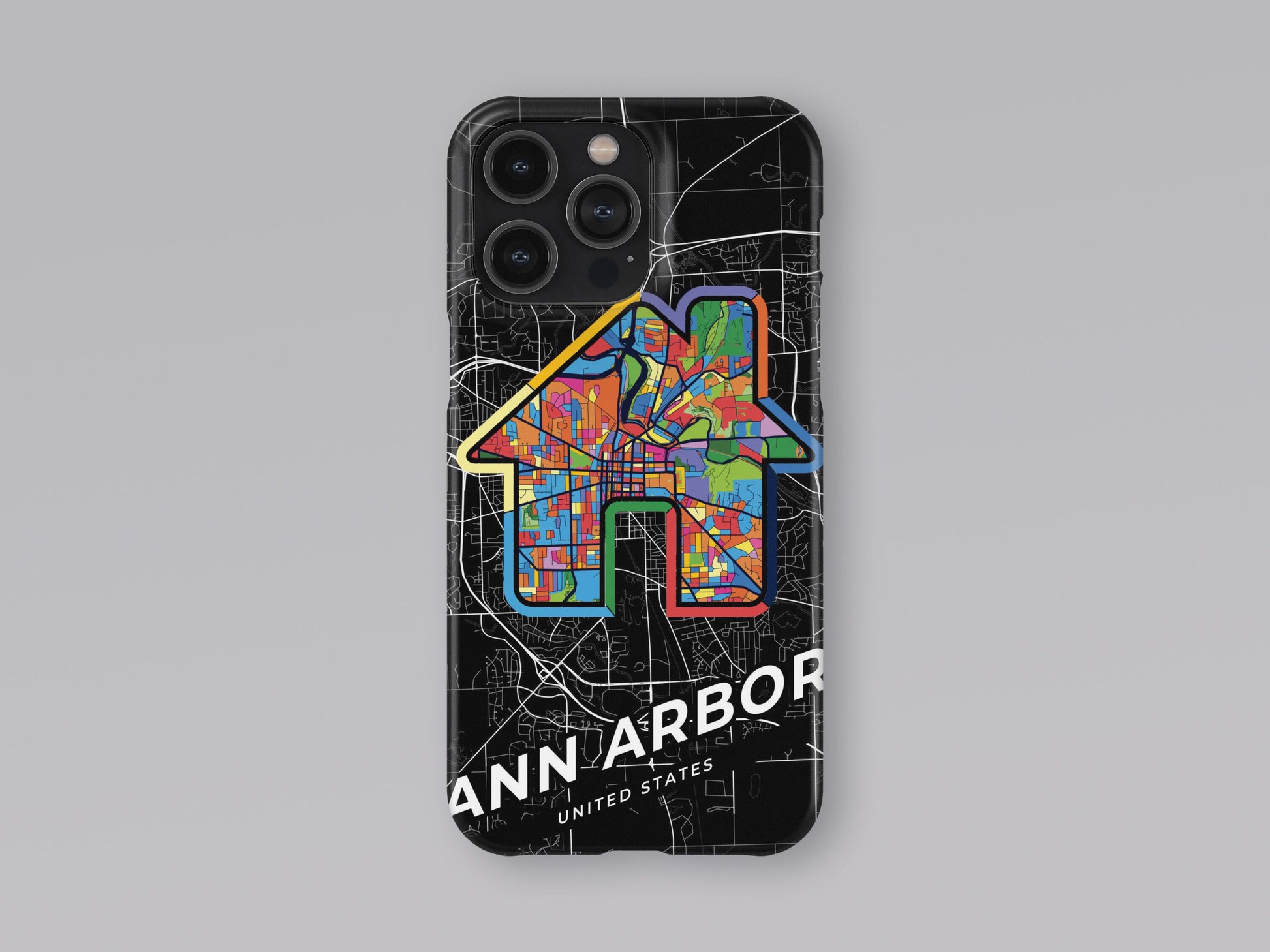 Ann Arbor Michigan slim phone case with colorful icon. Birthday, wedding or housewarming gift. Couple match cases. 3