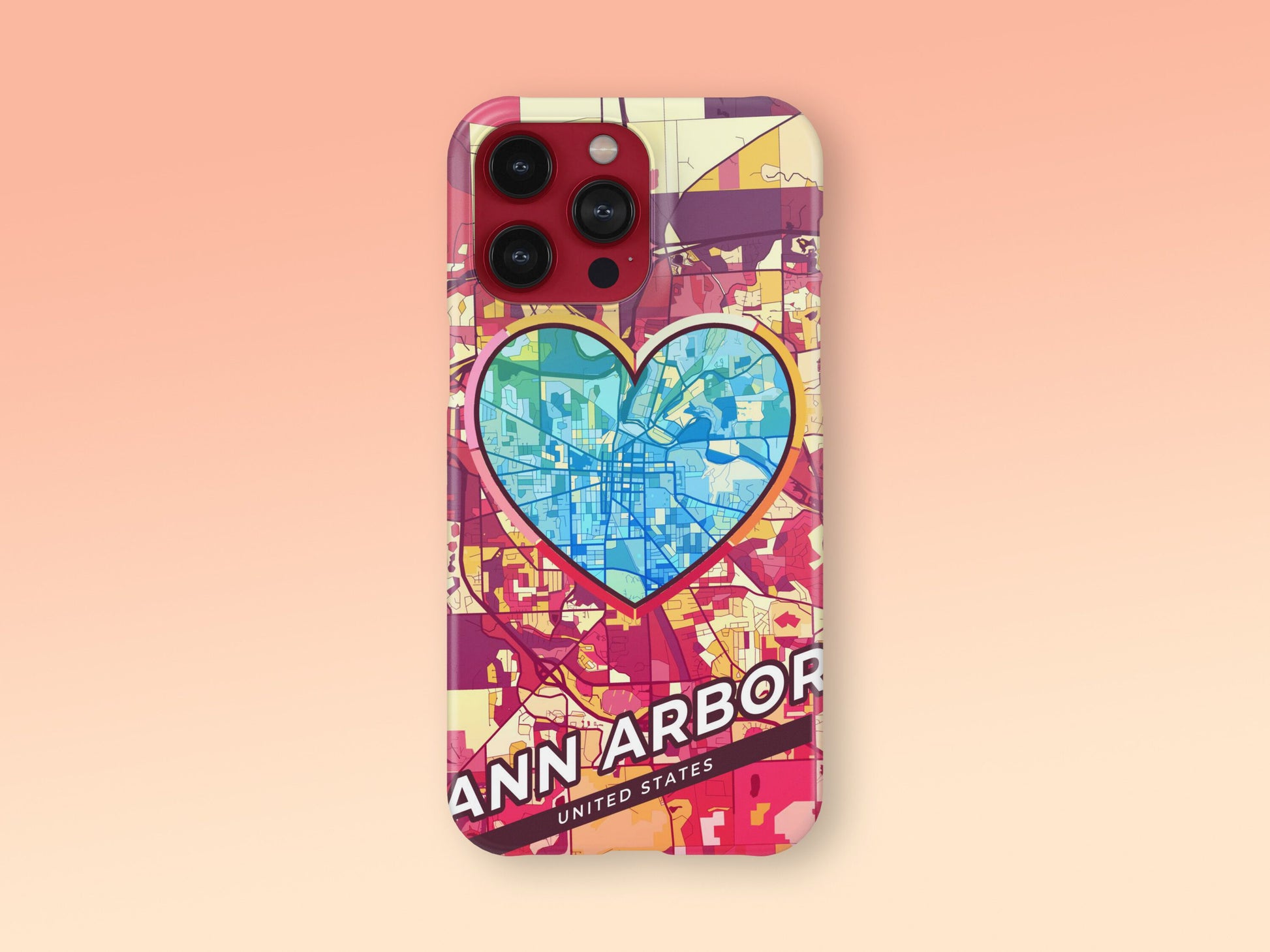 Ann Arbor Michigan slim phone case with colorful icon. Birthday, wedding or housewarming gift. Couple match cases. 2
