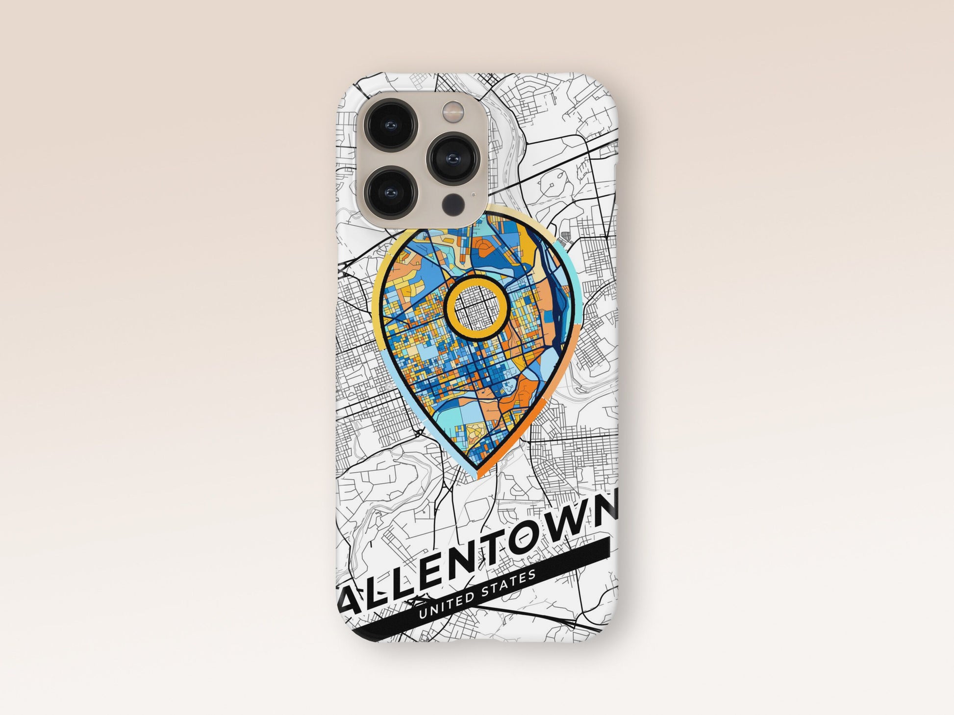 Allentown Pennsylvania slim phone case with colorful icon. Birthday, wedding or housewarming gift. Couple match cases. 1