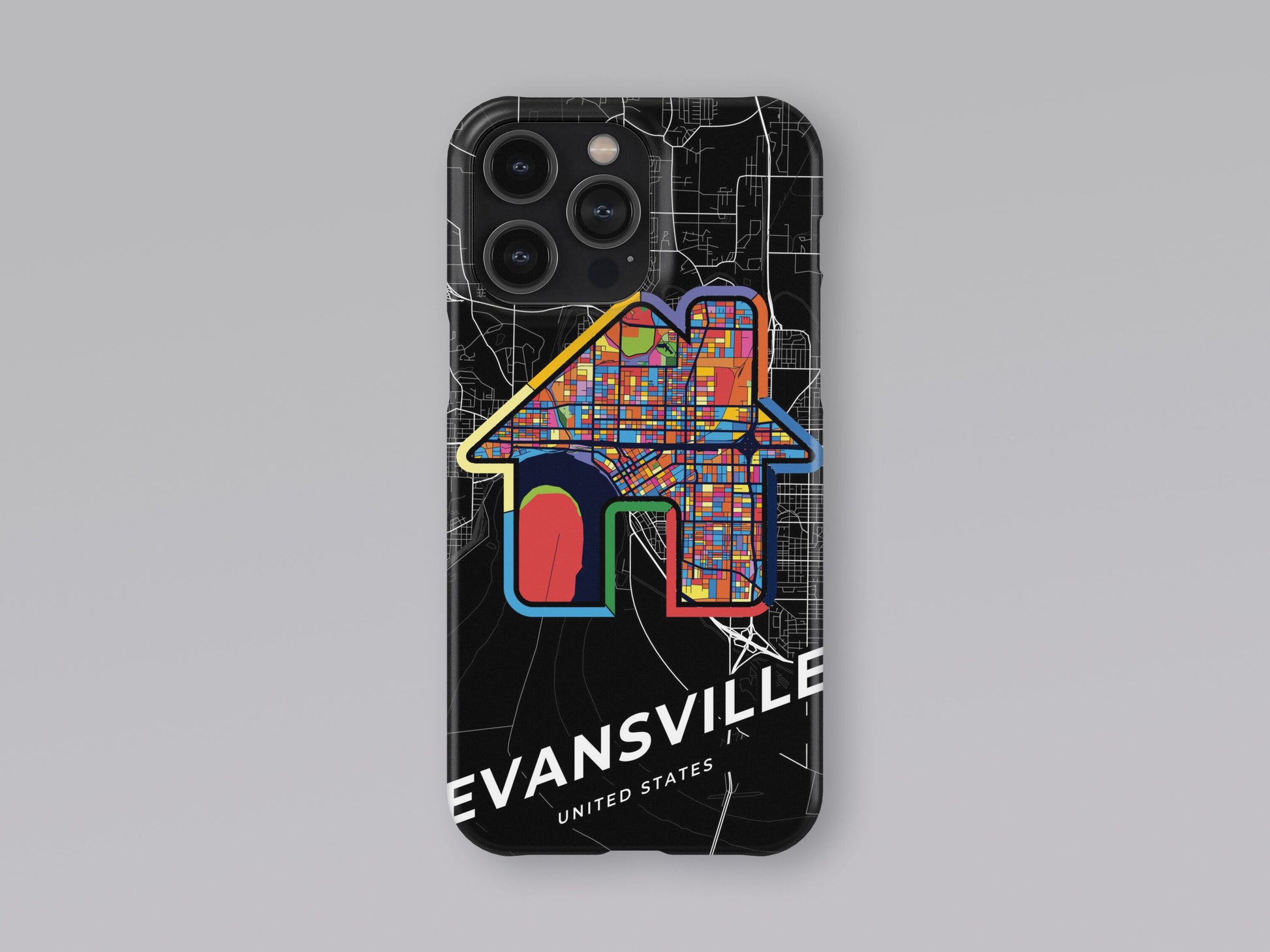 Evansville Indiana slim phone case with colorful icon. Birthday, wedding or housewarming gift. Couple match cases. 3