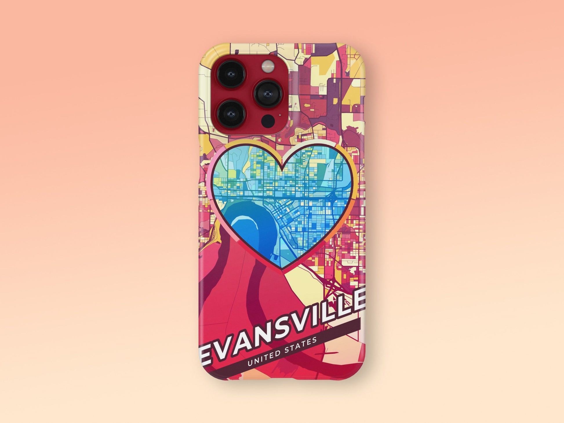 Evansville Indiana slim phone case with colorful icon. Birthday, wedding or housewarming gift. Couple match cases. 2
