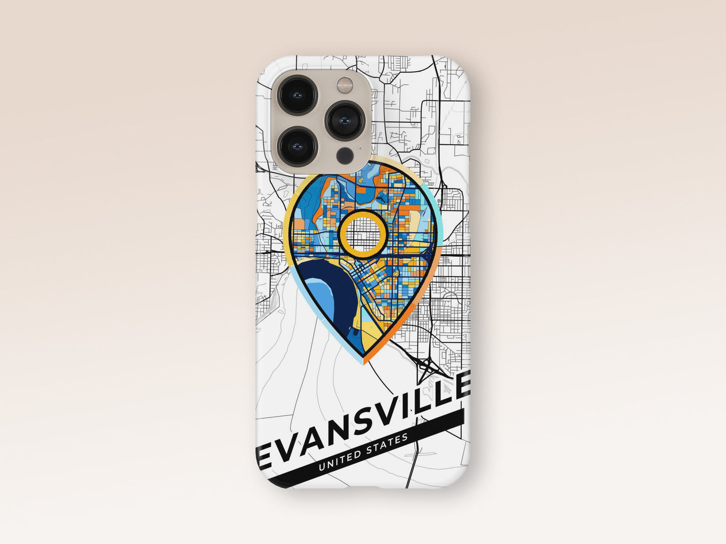 Evansville Indiana slim phone case with colorful icon. Birthday, wedding or housewarming gift. Couple match cases. 1