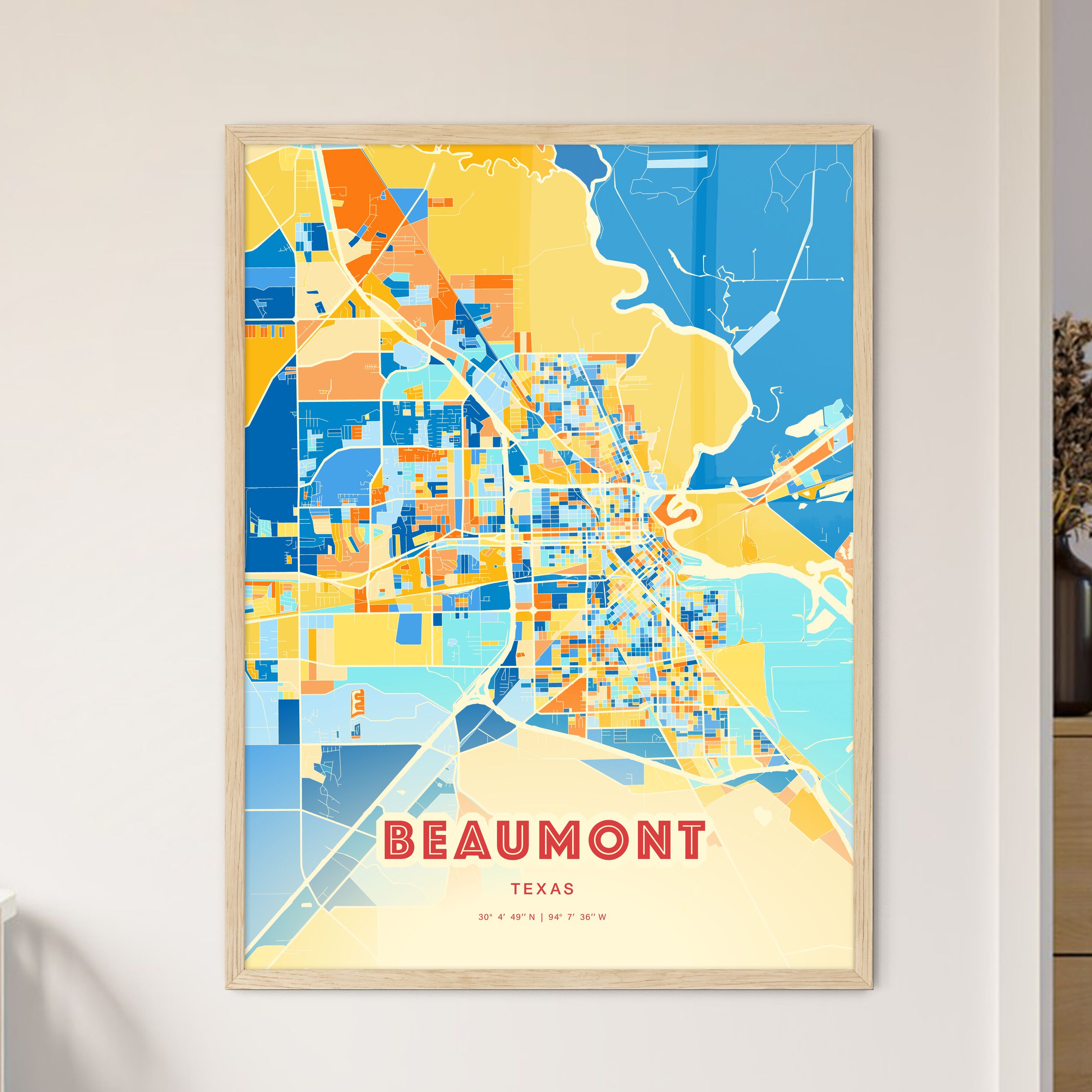 Colorful Beaumont Texas Fine Art Map