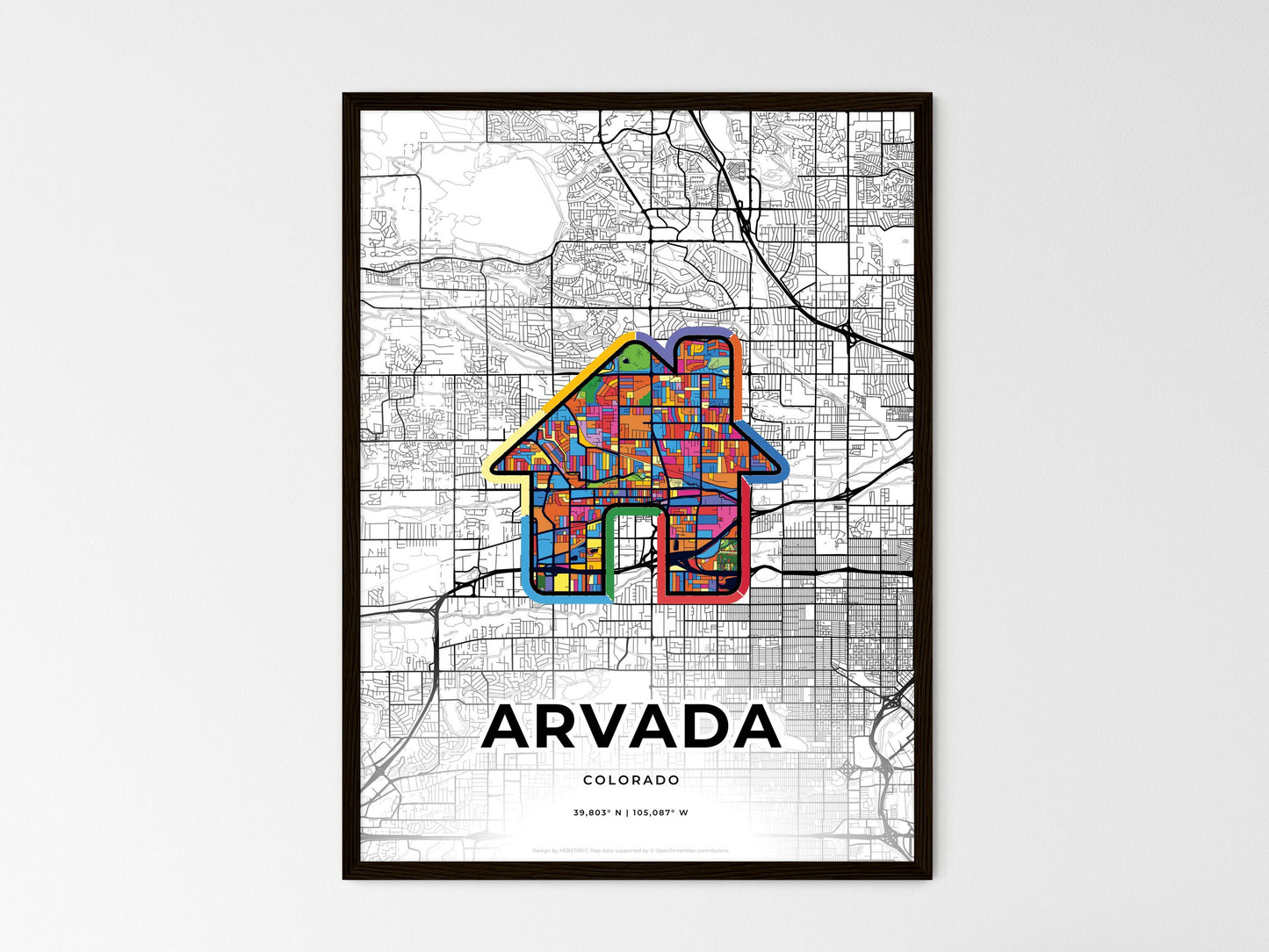 Arvada Colorado wedding art map with home icon
