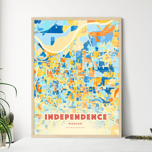 Colorful Independence Missouri Fine Art Map Blue Orange