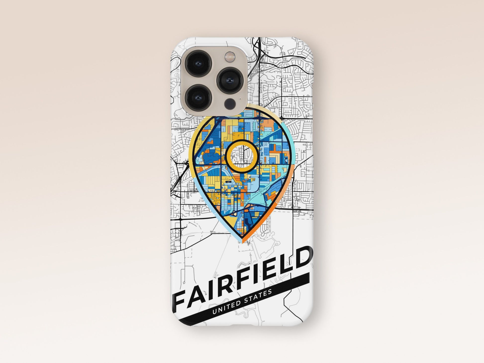 Fairfield California slim phone case with colorful icon. Birthday, wedding or housewarming gift. Couple match cases. 1