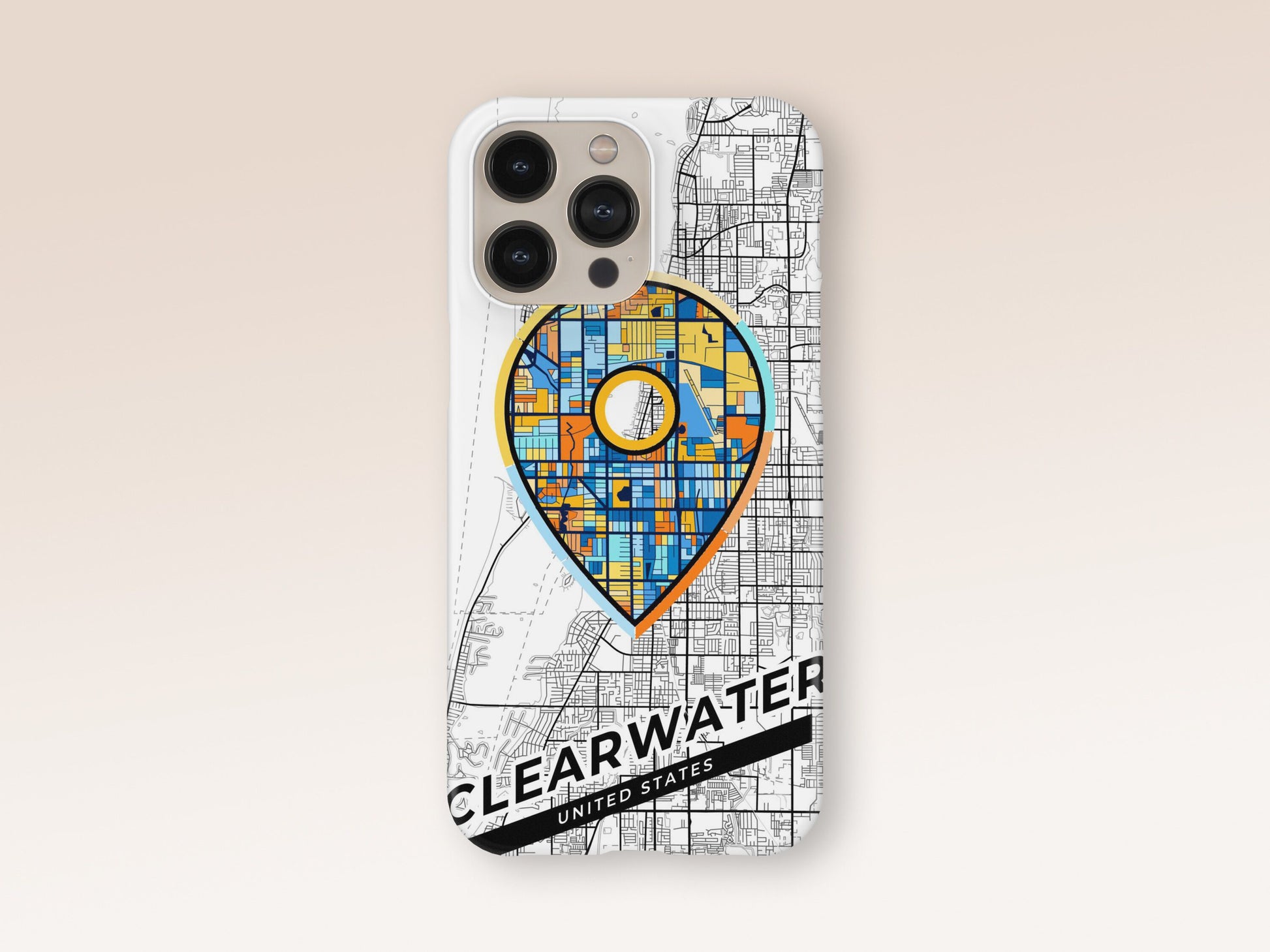 Clearwater Florida slim phone case with colorful icon. Birthday, wedding or housewarming gift. Couple match cases. 1