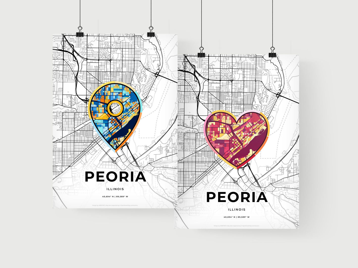 Peoria Illinois art print for couples