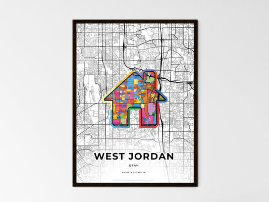 West Jordan Utah wedding art map with home icon